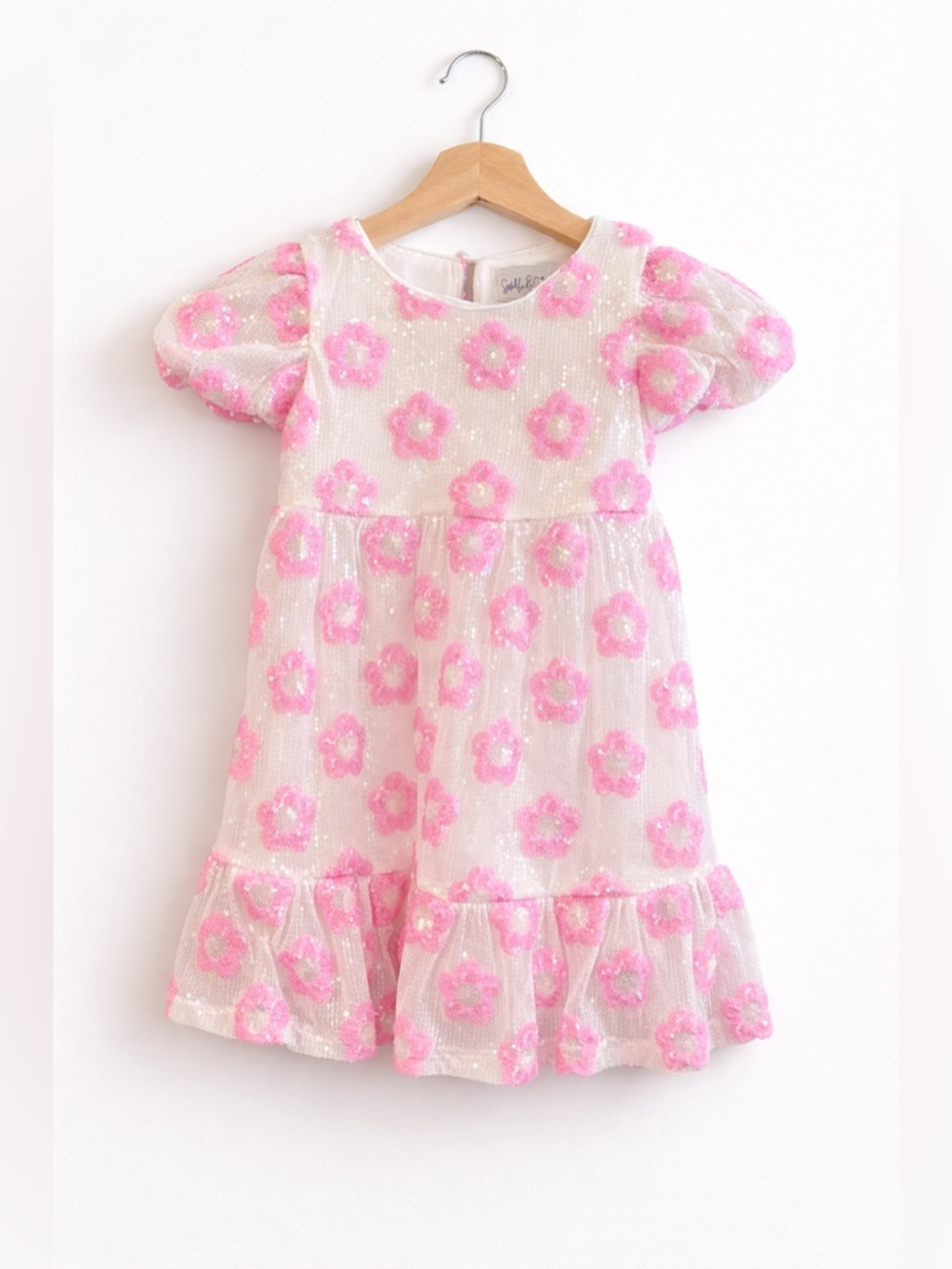 Sparkle‎ & Shine Girls Sequin Floral Dress Size 5 Pink Flower Party Boutique